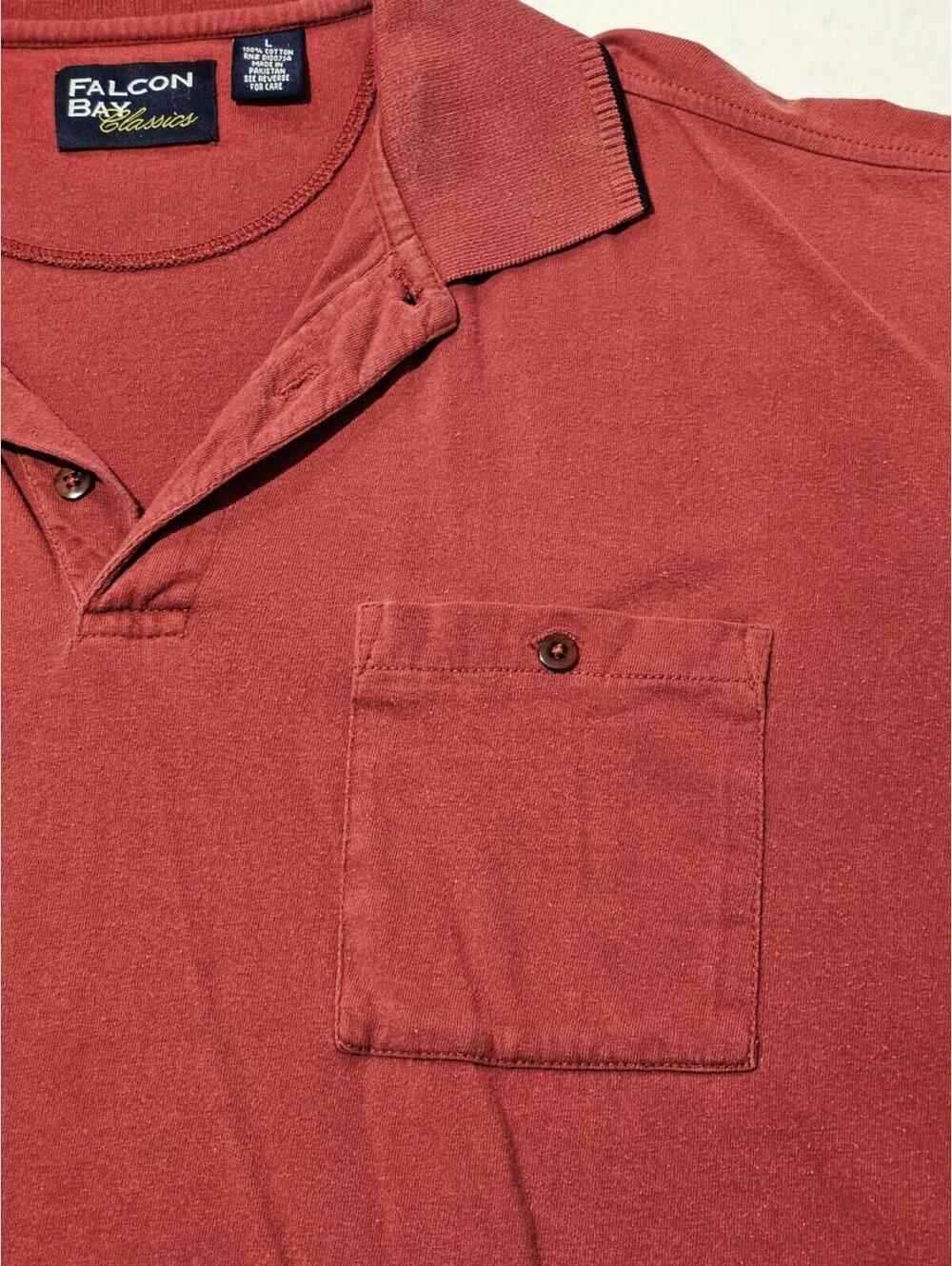 Falcon Bay Classics Red Short Sleeve Polo Shirt with Chest Pocket Size L